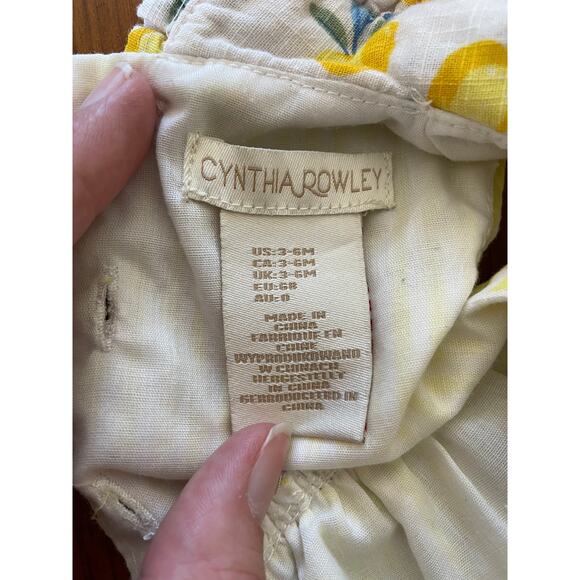 Cynthia Rowley 3-6 Month One Piece Set Hat Covered Buttons Yellow Lemon Bubble - Picture 3 of 13